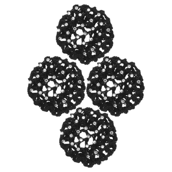 PENIKOKO 4-Pack Elegant Hair Bun Nets with Acrylic Rhinestone Embellishments for Ballet, Dance, and Formal Hairstyles