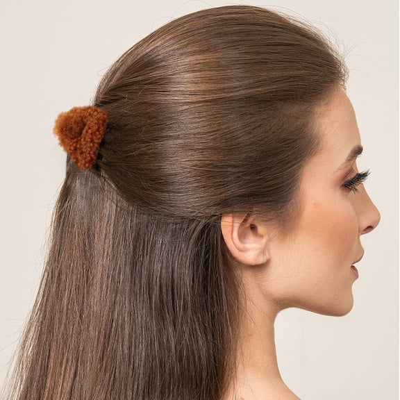 PENIKOKO 4Pcs Brown Fuzzy Cat Ear Hair Clips Plush Side Clips for Cute and Neat Hairstyling Accessories