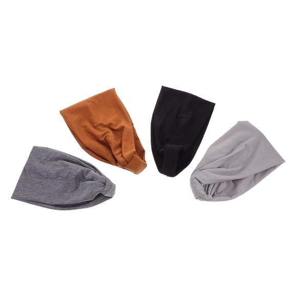PENIKOKO 4-Pack Women's Wide Headbands for Running, Gym Workouts, Dark Gray Polyester Bands for Comfort and Stability