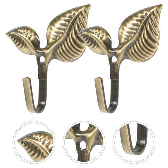 PENIKOKO Rustic Leaf Wall Hooks Set of 4, Golden Plastic Decorative Table Ornaments for Home and Office