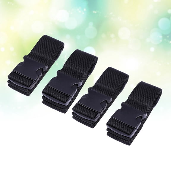 PENIKOKO 4Pcs PP Luggage Strap Black Adjustable Suitcase Packing Fixed Belt Lightweight Security Accessory