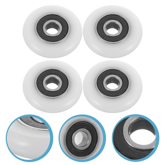 PENIKOKO 4-Pack PVC Shower Door Rollers for Bathtubs, Effort-Saving 1.1 x 1.1 Inch Replacement Wheels