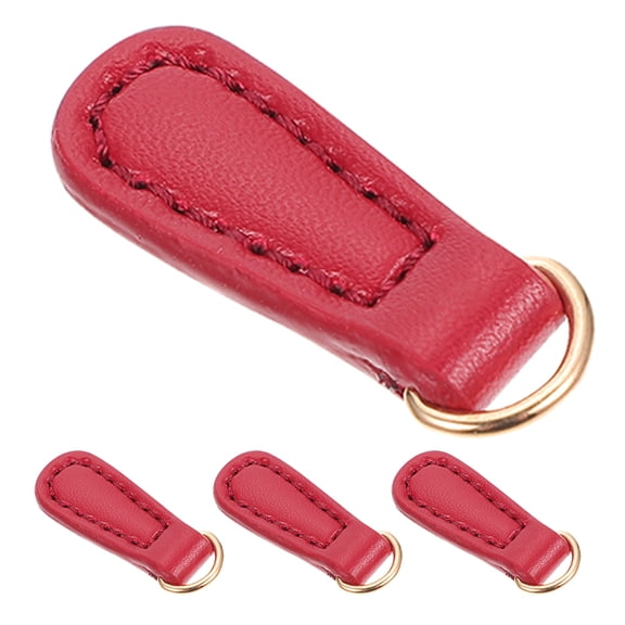 PENIKOKO 4-Pack Red Faux Zipper Pull Handles Hand-Sewn for Backpack Purse Repair Accessories