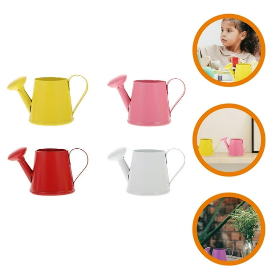 PENIKOKO 4-Pack Small Metal Watering Cans Assorted Colors for Indoor and Outdoor Plant Care and Gardening