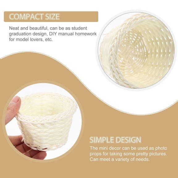 PENIKOKO 4-Pack Small White Woven Mini Baskets for Easter Decorations and Home Decor