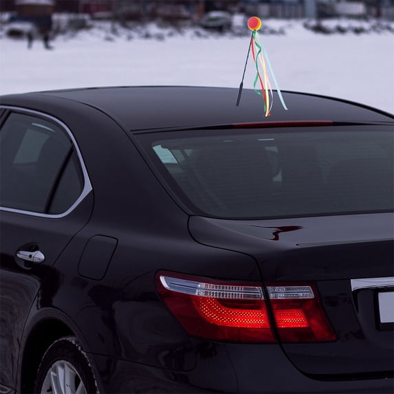 PENIKOKO 4Pcs Universal Fit Car Roof Decoration Foam Ribbon Ball Antenna Topper for Vehicles