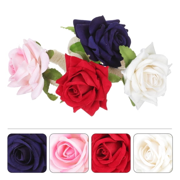 PENIKOKO Wedding Napkin Rings Cord Navy Blue 4Pcs Napkin Holder