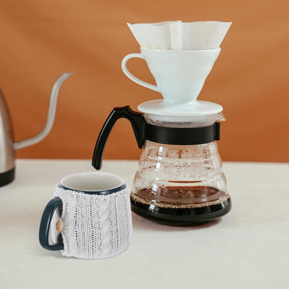 PENIKOKO 4Pcs White Cup Sleeves Soft Fabric Sleeve for Glass Tea Coffee Cups