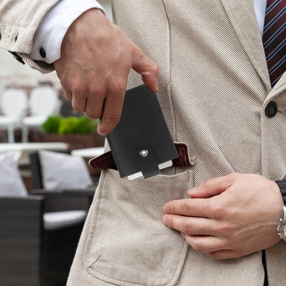 PENIKOKO 4pcs Faux Card Case Set with Snap Closure, Slide Out Card Organizer for Meetings, Conferences, and Daily Use