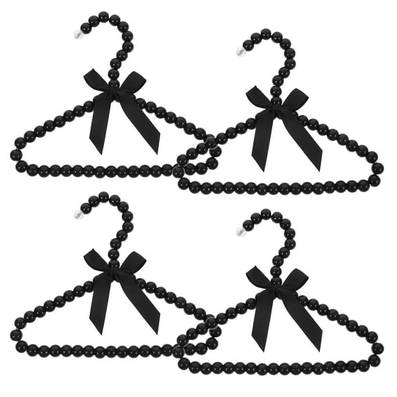 PENIKOKO 4pcs Black Plastic Baby Clothes Hangers with Bow Design, Storage for Infant and Toddler Clothing