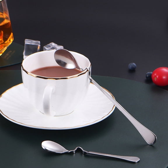 PENIKOKO 4pcs Jam Spoon Stainless Steel Silver Curved Handle Kitchen Tool for Dessert Serving