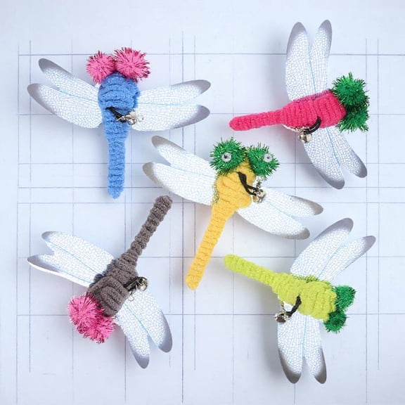 PENIKOKO Cat Replacement Dragonfly Toy Material 5 Pieces Interactive Cat Toy Accessories