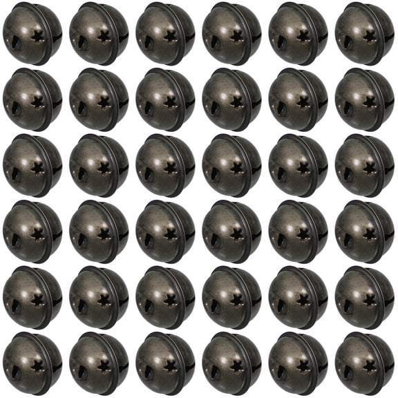 PENIKOKO 50Pcs Coffee Color Rustic Iron Bells for Christmas Tree and Holiday Craft Decorations