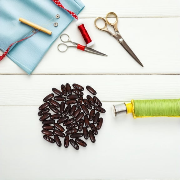 PENIKOKO 50Pcs Natural Coffee Wood Oval Toggle Buttons Double Hole Sew on for DIY Coat Sweater Craft Projects