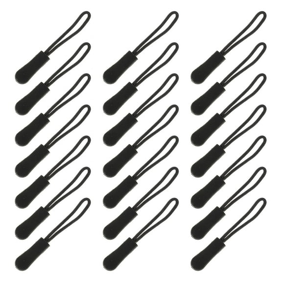 PENIKOKO 50pcs Heavy Duty Black Zipper Pull Cord Replacement for Clothes Bags TPU Material