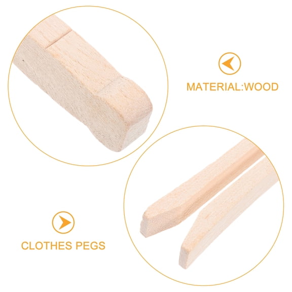PENIKOKO 50pcs Windproof Laundry Pegs for Family Outdoor Use Beige Wood Clothes Pins