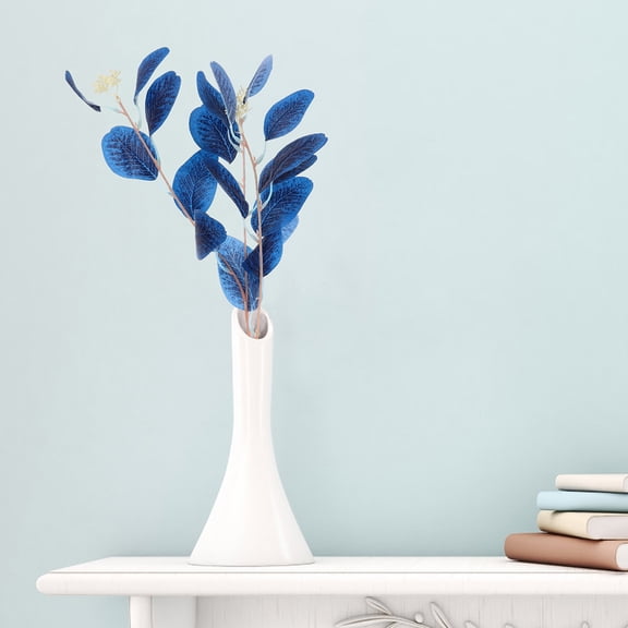 PENIKOKO 5pcs Silk Fake Eucalyptus Leaf Branches Realistic Artificial Plants for Home Decor and Office Display