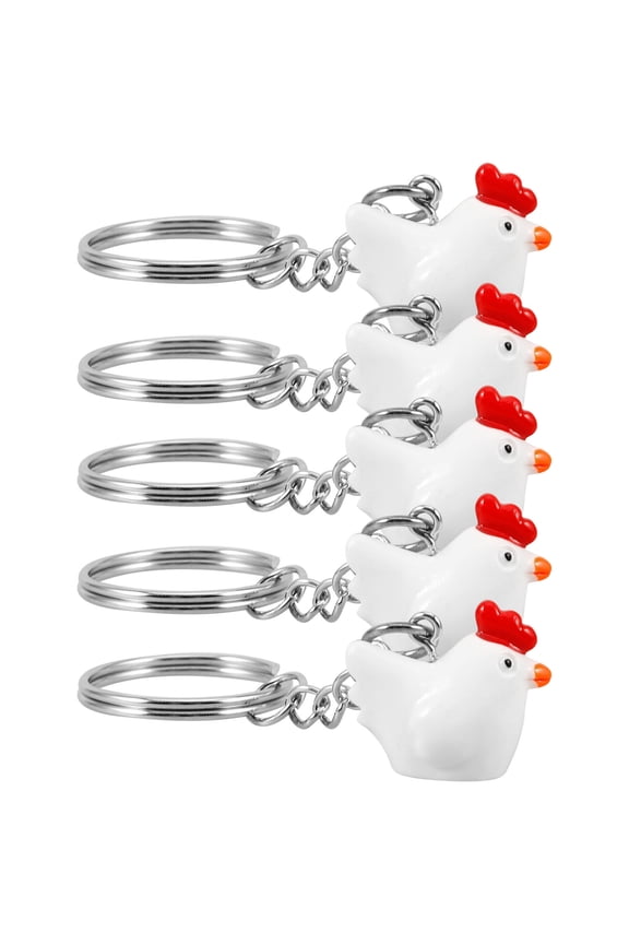 5pcs Multi Color Chicken Shaped Resin Keychain Bag Charm Gift 0.80.70.7in