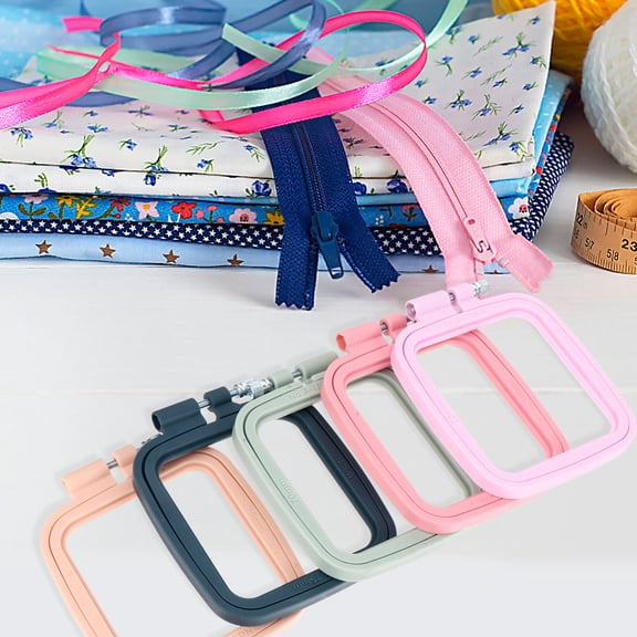 PENIKOKO 5-Pack Adjustable Plastic Embroidery Hoops with Tightening Screw for Needlework, Craft, and Decoration
