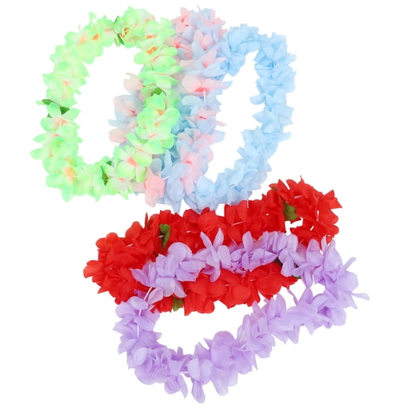 PENIKOKO 5Pcs Hawaiian Themed Party Decorations Cloth Circular Wreath For Luau Celebration