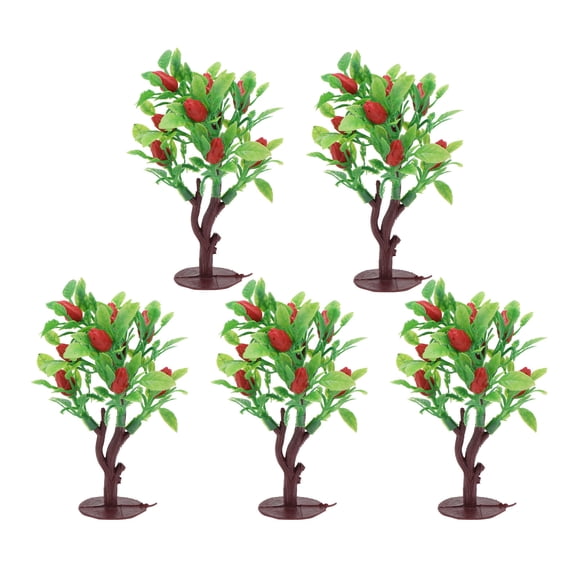 PENIKOKO Set of 5 Artificial Miniature Trees Plastic Decorative Plants for Home, Office, Desk, Shelf, and Indoor Decor