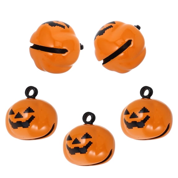 PENIKOKO 5pcs Cartoon Design Tiny Bells Copper Pumpkin Shape Decoration Orange