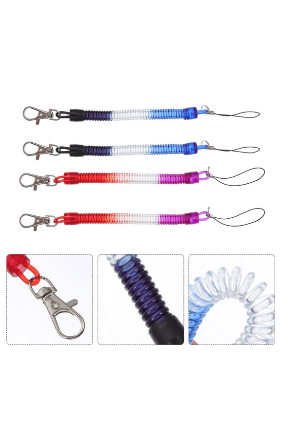 6 Pcs Retractable Coil Keychain Spring Key Holder Wear-resistant For Bag