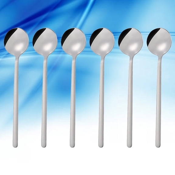 PENIKOKO 6-Piece Small Round Dessert Spoons Set, Serving Spoons for Bar, Kitchen, Coffee, Tea, and Ice Cream