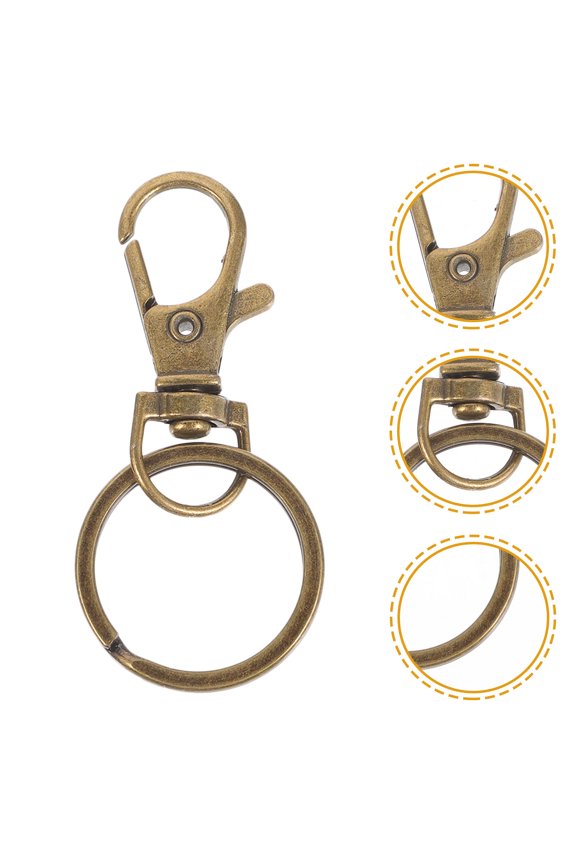 60Pcs Durable Metal Keychain Buckles Zinc Alloy Creative Key Rings for Key Holding Gold