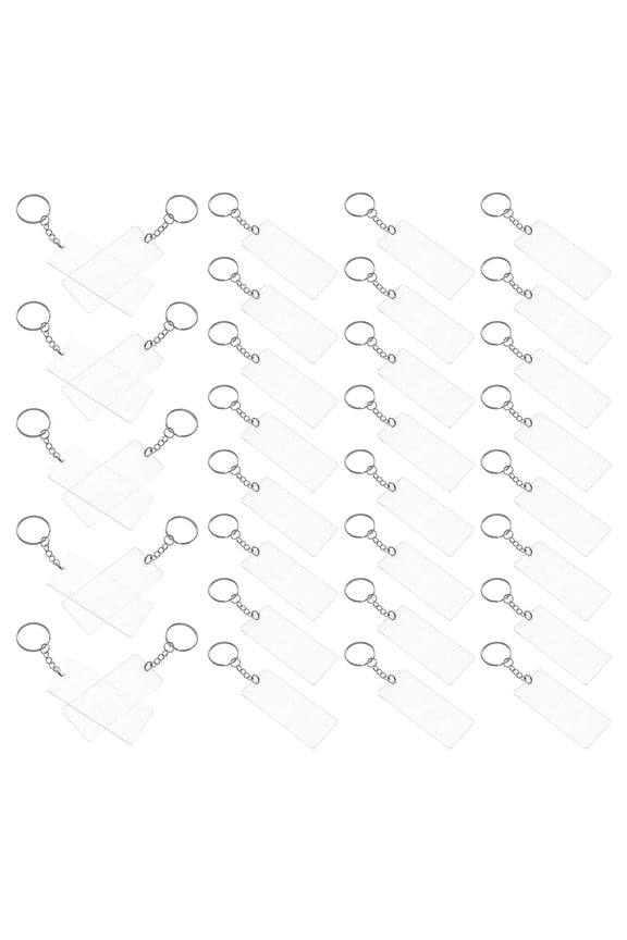 60pcs Blank Rectangle Acrylic Keychains Keyring Pendants for Crafts, Purse, Wallet, and Bag Accessories