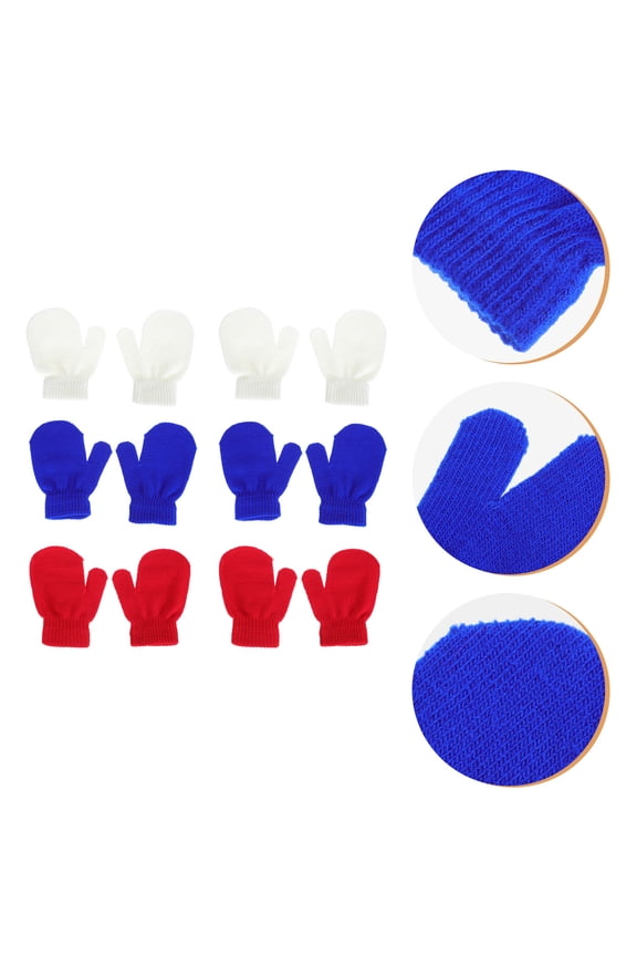 6 Pairs Warm Winter Gloves Full Finger Knitted Mittens Outdoor Assorted Colors for Men Women