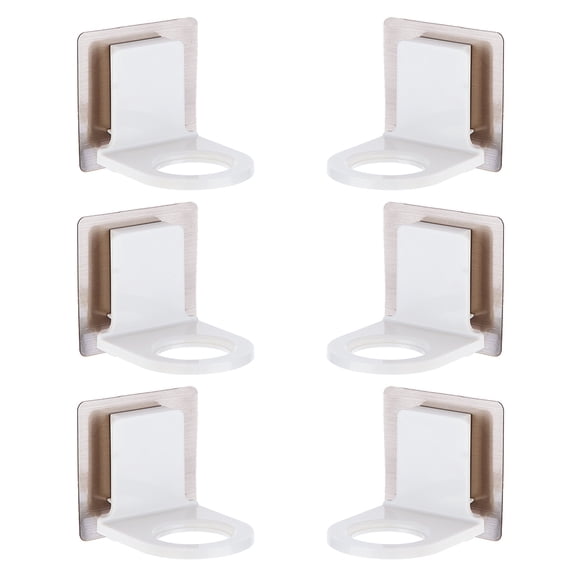 PENIKOKO 6Pcs Bathroom Bottle Holders White Adhesive Hooks Compact Shower Supply Organizers