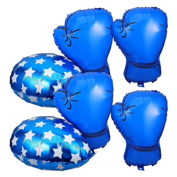 PENIKOKO 6Pcs Blue Boxing Balloon Set for Birthday Party Decoration Versatile Aluminium Foil Design