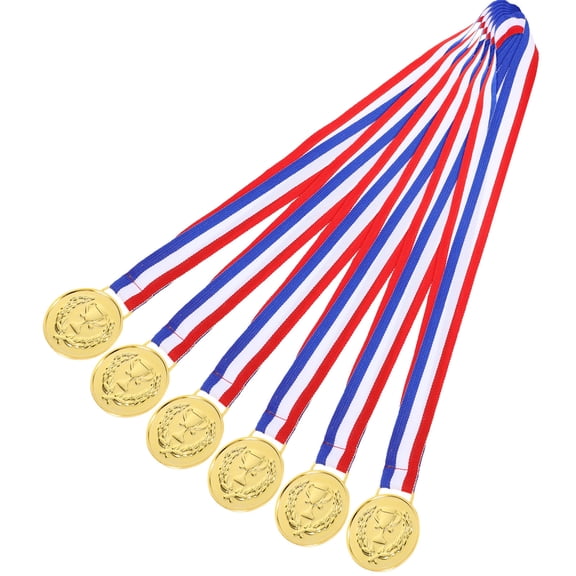 PENIKOKO 6PCS Round Medals with Polyester Ribbons for Competition Awards and Sports Recognition