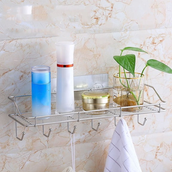 PENIKOKO 6-Piece Stainless Steel Kitchen Storage Rack with 6 Hooks for Hanging Utensils and Kitchen Tools