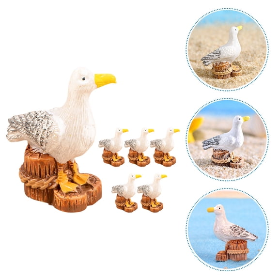 PENIKOKO 6-Piece Resin Seagull Statues Mediterranean Style Miniature Landscape Decor for Indoor Outdoor Garden Home