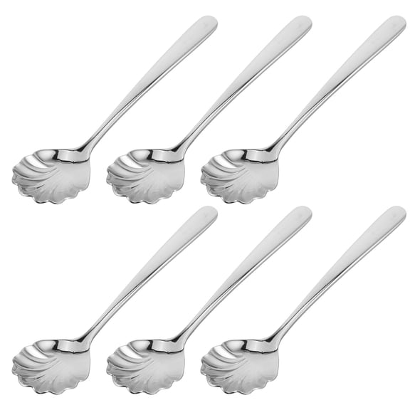 PENIKOKO 6-Piece Stainless Steel Coffee Spoons Set with Scalloped Shell Design for Hotels Cafes and Home Use