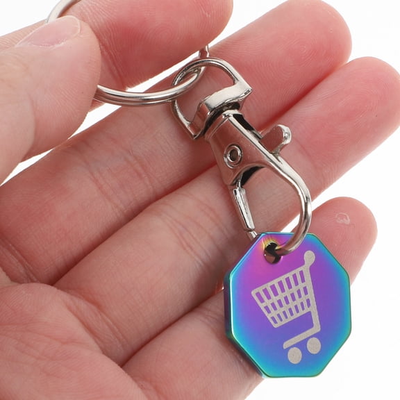 PENIKOKO 6Pcs Stylish Stainless Steel Shopping Cart Token Keychain for Everyday Use