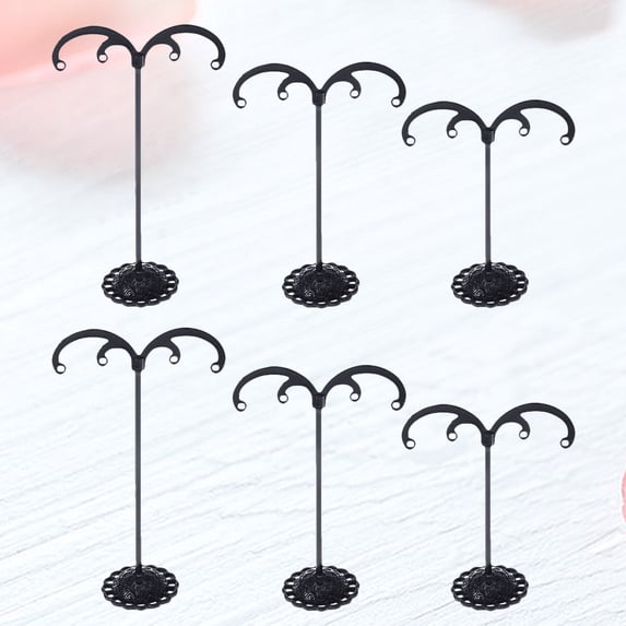 PENIKOKO Black Earring Display Holder Stands 6 Pcs Jewelry Storage Rack for Retail and Home Use