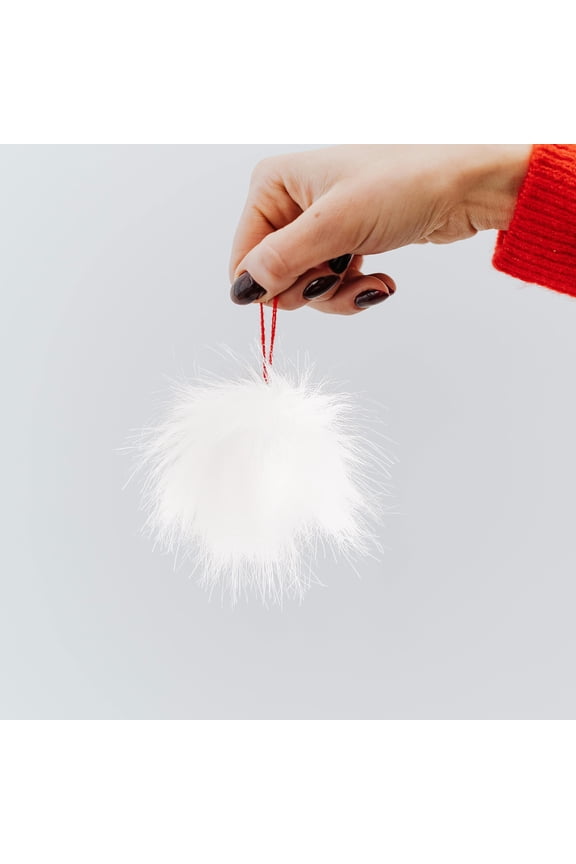 Set of 6 White Faux Pompoms for Hats, Acrylic Decorative Accessories for Women, Craft and Supplies