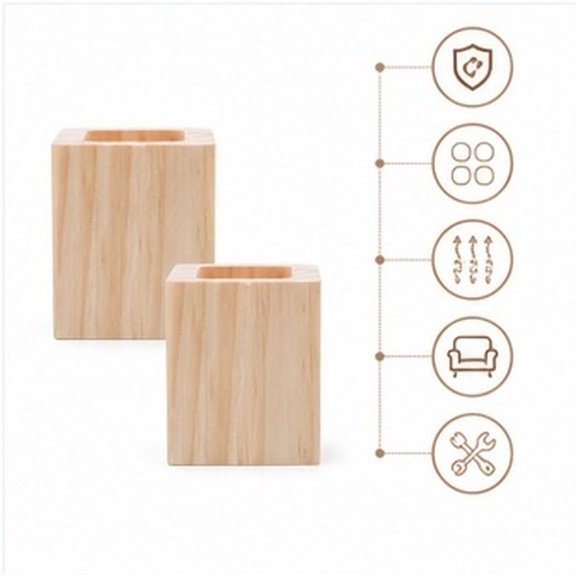 PENIKOKO 8Pcs Wooden Furniture Risers Beige Solid Wood Table Leg Height Extenders for Bed Sofa Desk