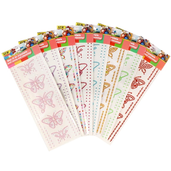 PENIKOKO 8Sets Rhinestone Stickers Adhesive Acrylic Butterflies for Phone and Book Decoration