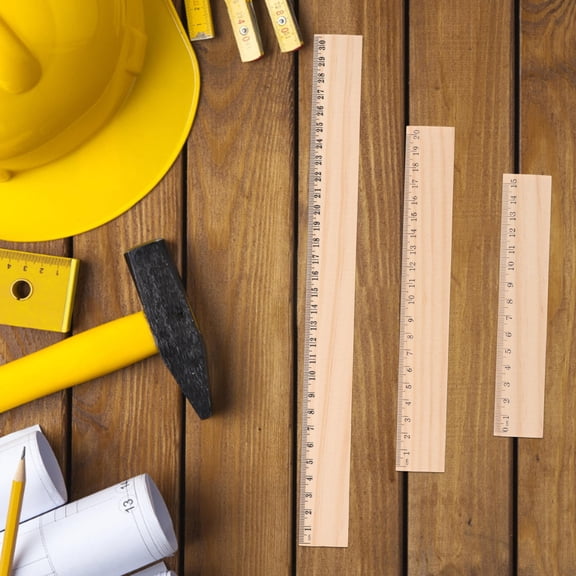 PENIKOKO 9Pcs Wood Ruler Straight Marking Tools for Art and Engineering Projects