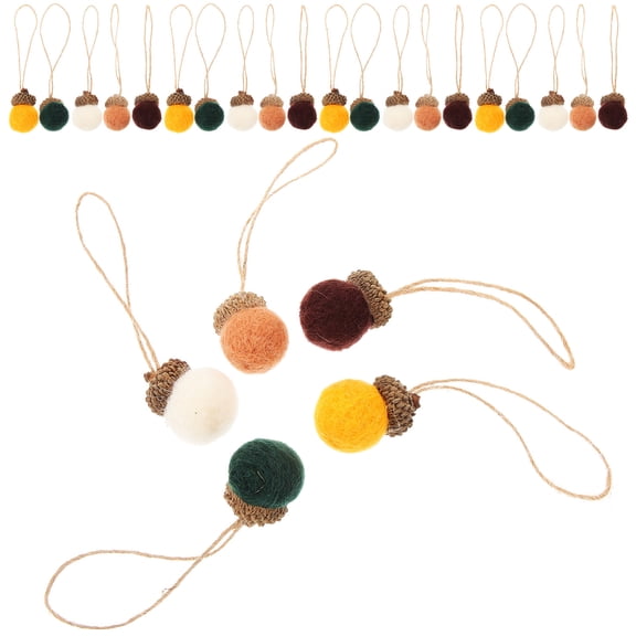 PENIKOKO 25pc Felt Acorns Lifelike Picks Natural Style Fall Autumn Christmas Home Decor