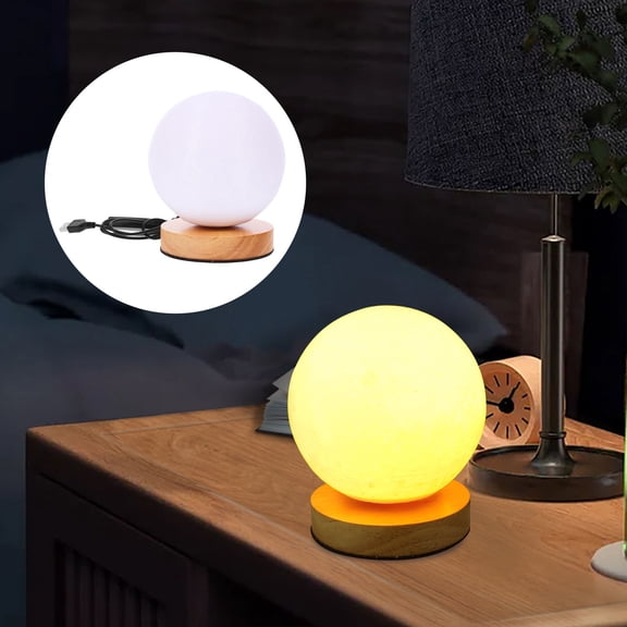 PENIKOKO Adjustable Colors Moon Night Lamp Warm White Wood Decorative 1Set