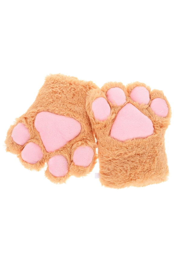 Adorable Assorted Color Cat Paw Gloves for Kids Soft Plush Cartoon Design Ideal for Cosplay and Role Play