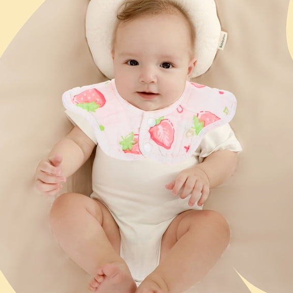 PENIKOKO Baby Bibs 2 Pack with Petal Design, Adjustable Buttons, Soft and Absorbent Feeding Bibs for Infants and Toddlers