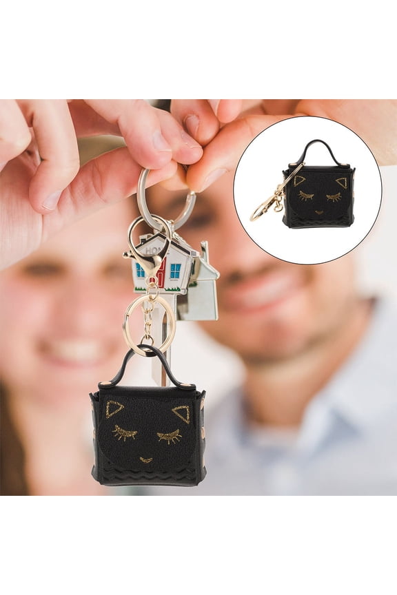 Backpack Keychains for Girls 2Pcs Cute Small Coin Purse with Cat Shape in Black
