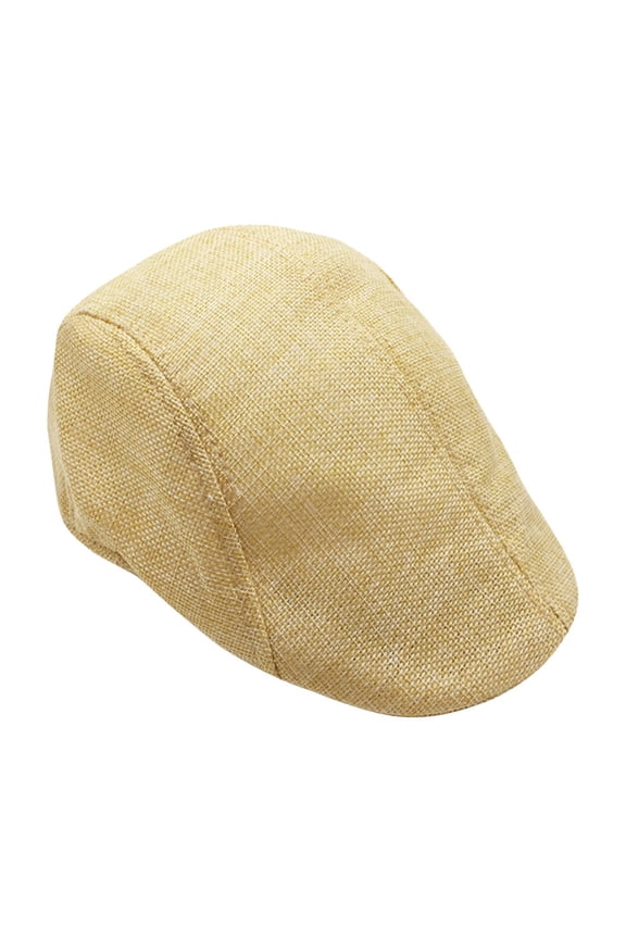 Beige Flax Beret Hat Lightweight Stylish British Driving Cap with Sunscreen Peaked Design