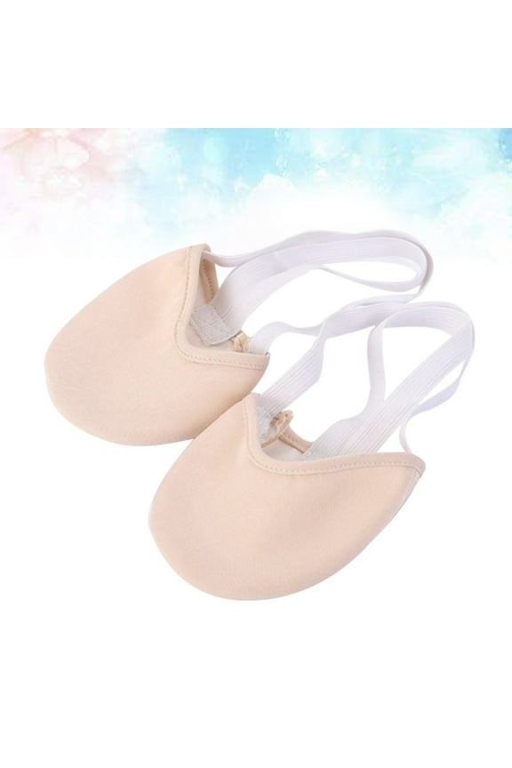 Beige Stretch Canvas Half Shoes for Rhythmic Gymnastics Dancers, Lightweight and Comfortable, 1 Pair